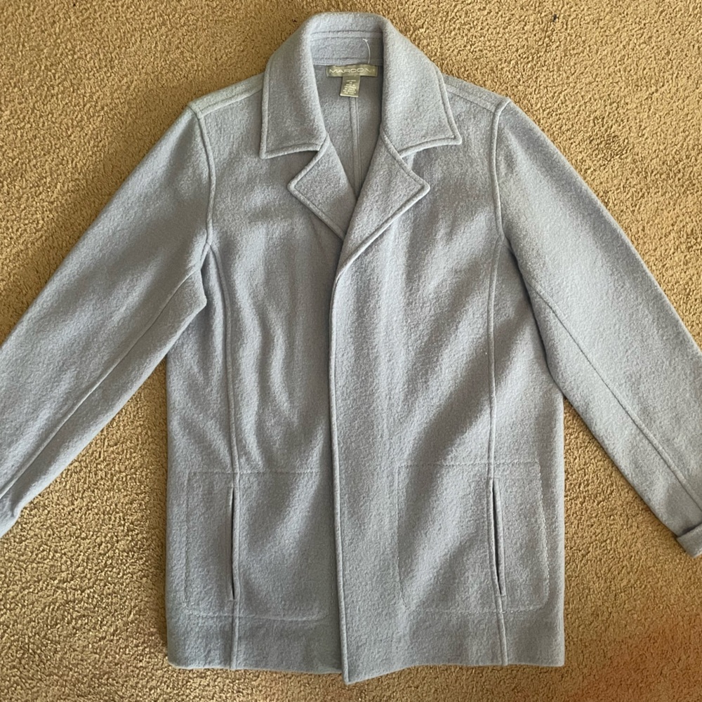 Chic Sky Blue Felted Wool Jacket for winter Women
